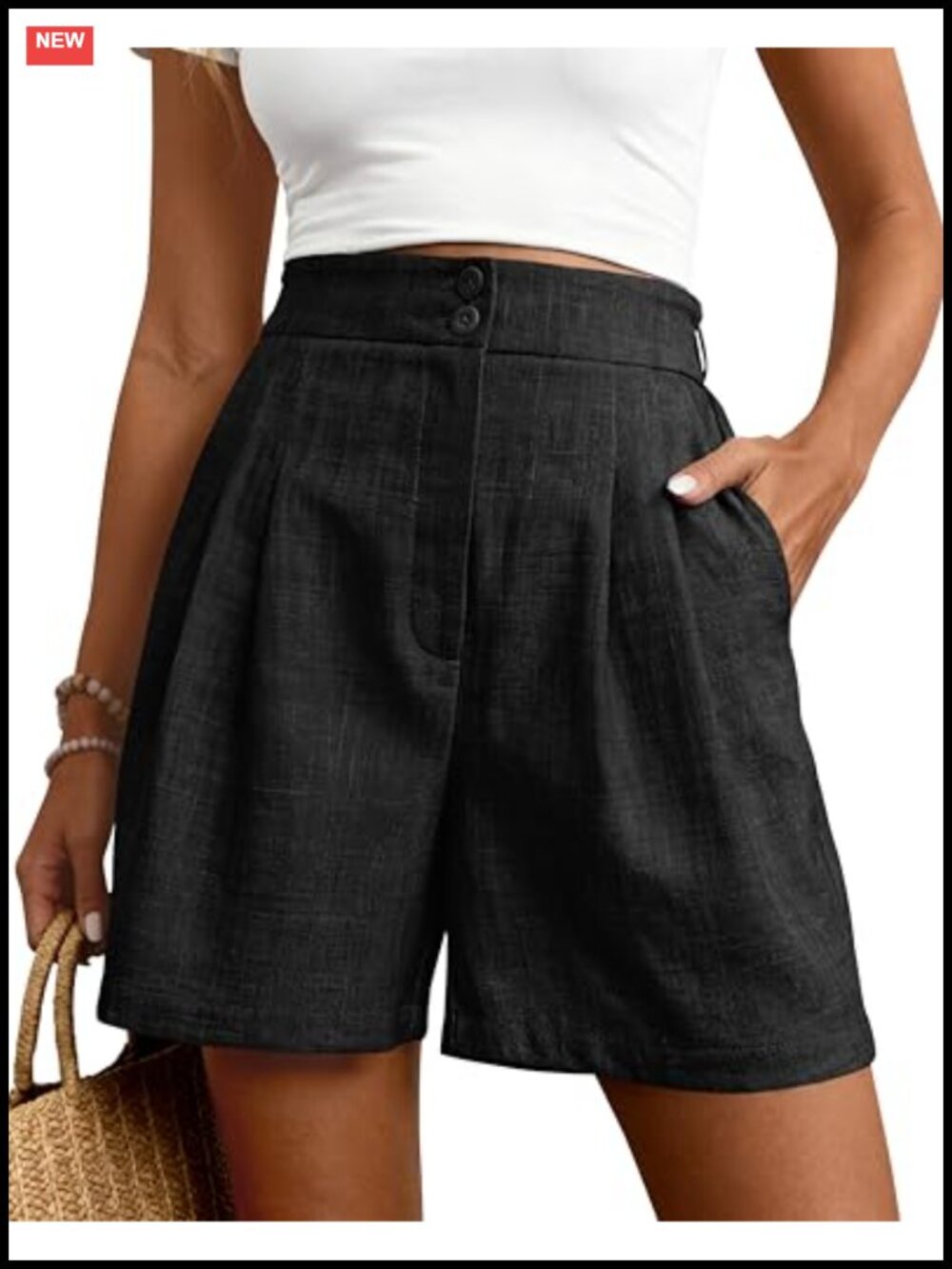 Womens Wide Leg Pleated Dressy Casual Summer Shorts High Rise Pockets
